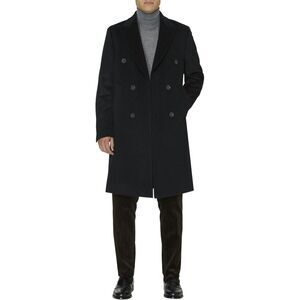 Nautica Mens Classic-Fit Double Breasted Wool Overcoat 48 Long Black - NWT $395